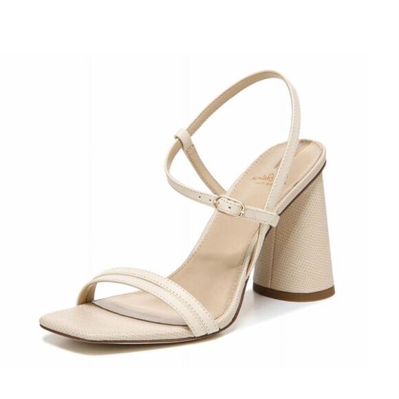 Sam Edelman Kit Ivory Square Toe Slingback Strap Cylindrical Block Heel Sandals - Picture 3 of 5